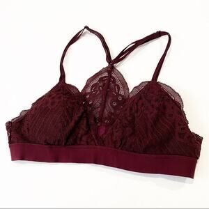 Aerie Lace Bralette Sz XS Burgundy Lace Soft Cup Bralette